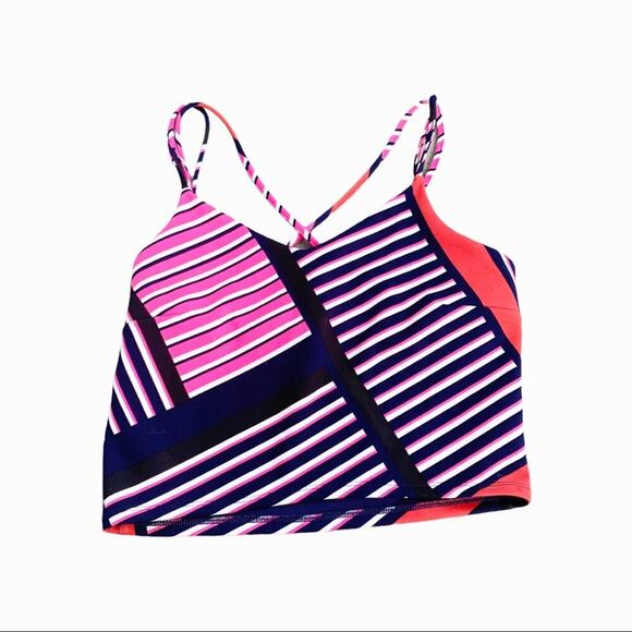 Express Strappy Striped Crop Top Brightly Colored Colorful NWT Medium Going Out - Picture 1 of 11